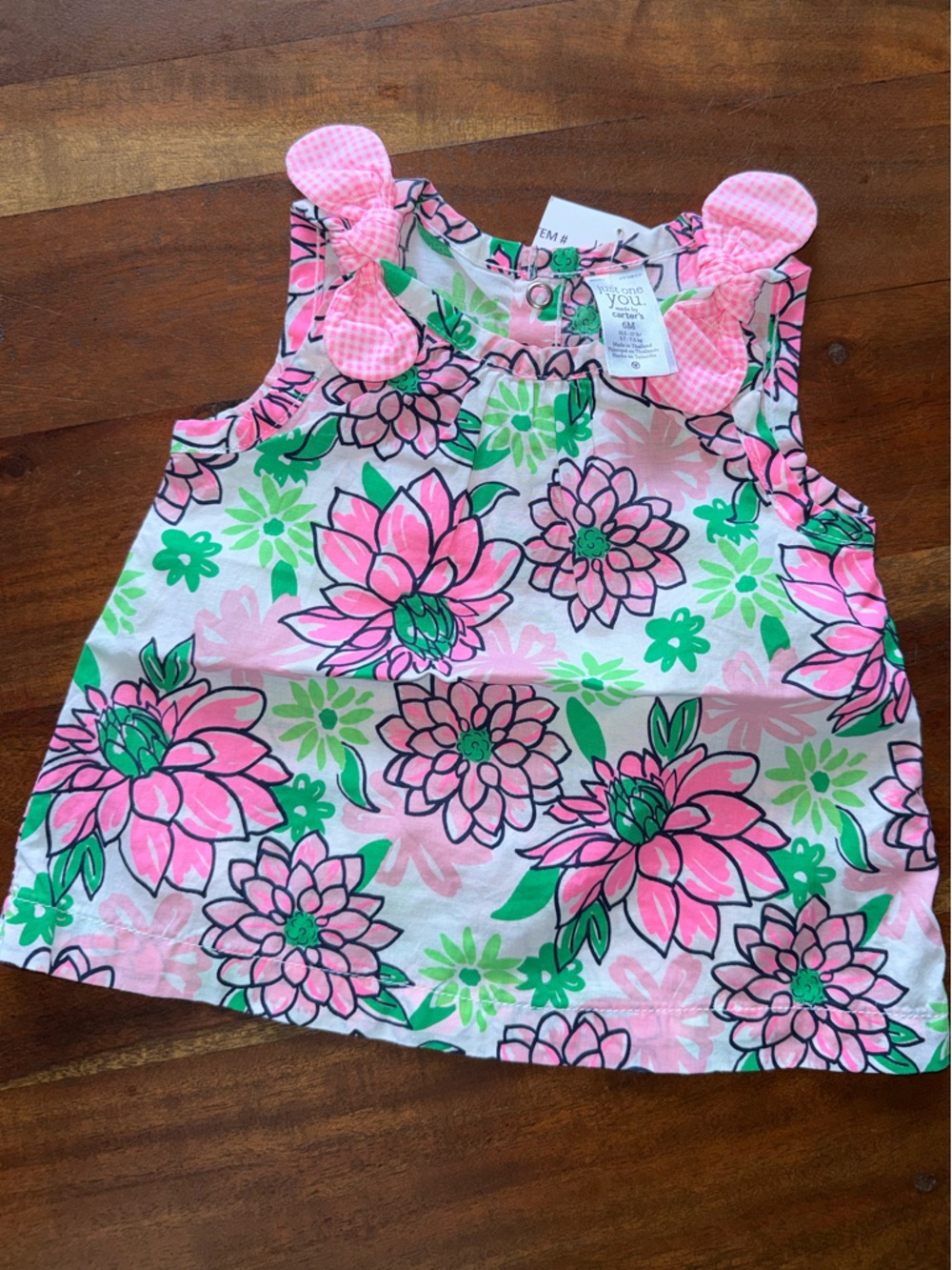 Carter's Pink‎ & Green Floral Sleeveless Top